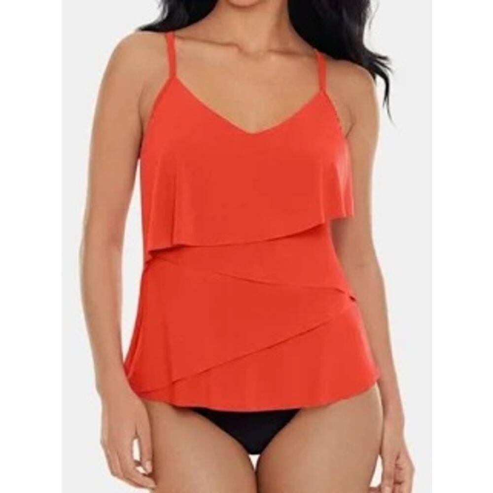 NWT Miraclesuit Magicsuit Tankini Top Swim Wireless Tank Chloe Orange Women 10